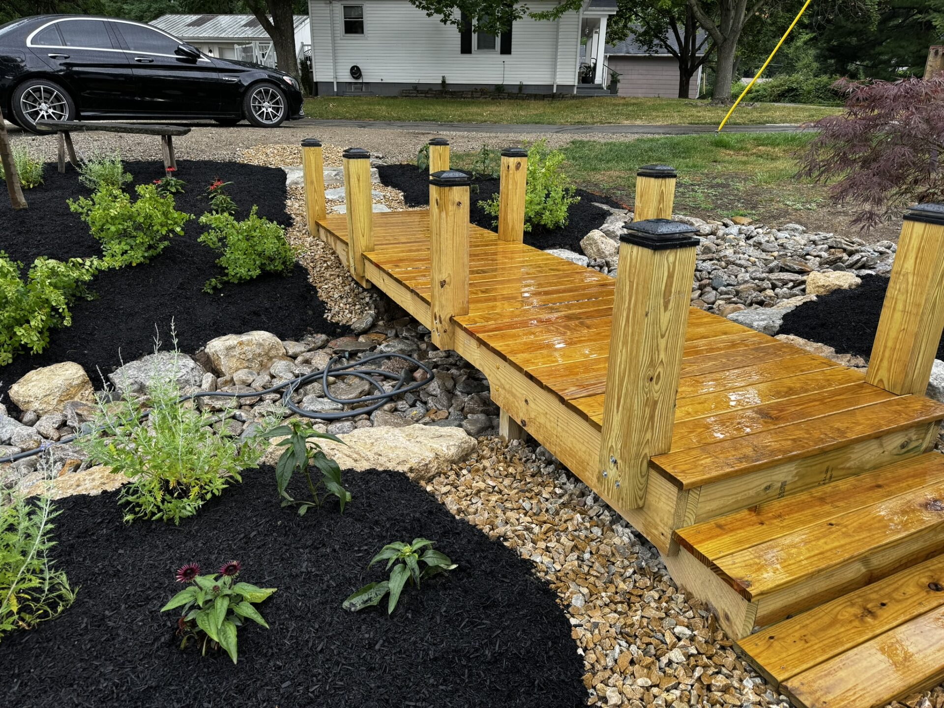 Wooden garden walkway